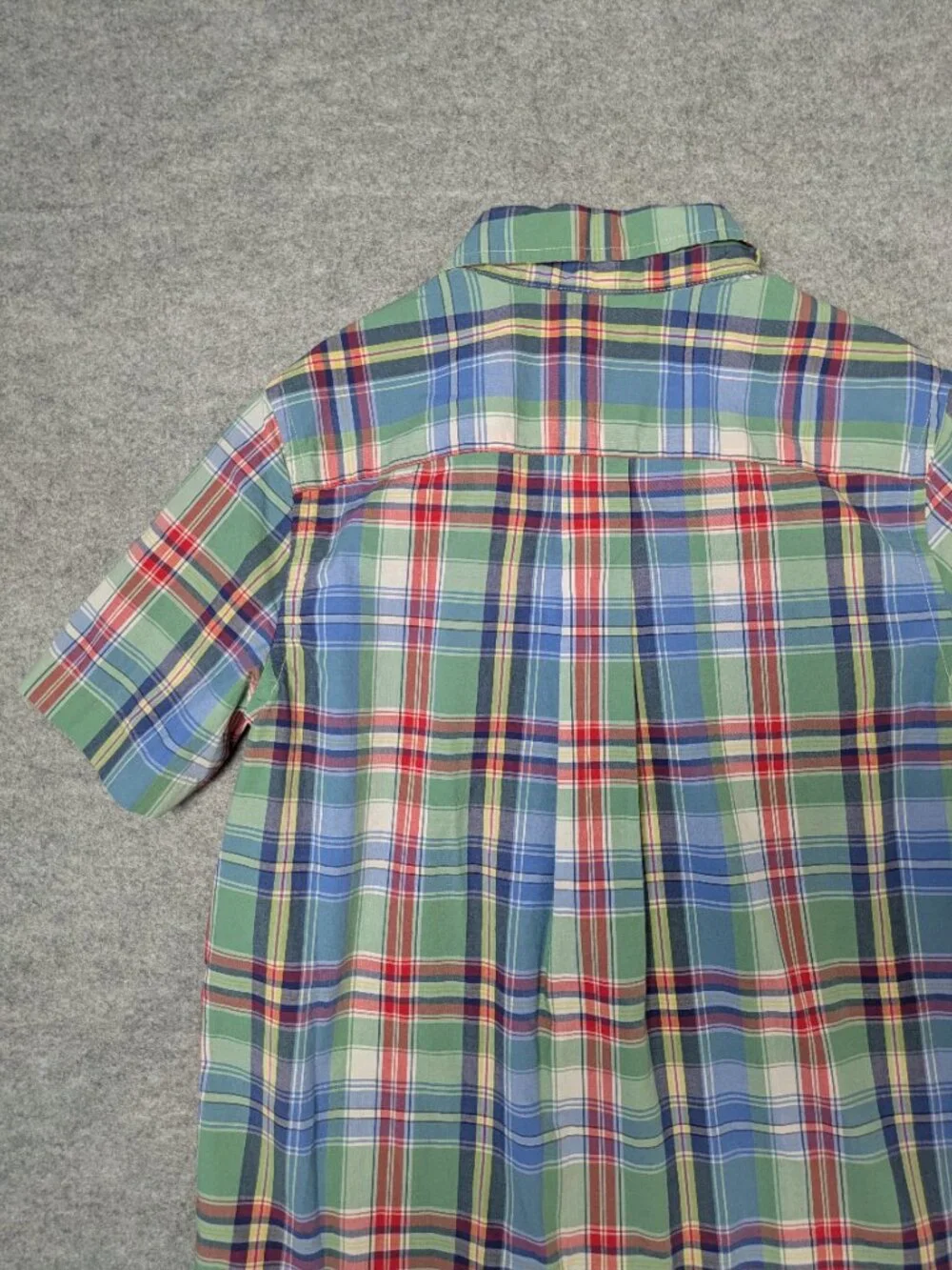 Ralph Lauren Boys Plaid Short Sleeve Button Doen Shirt Size L 14-16